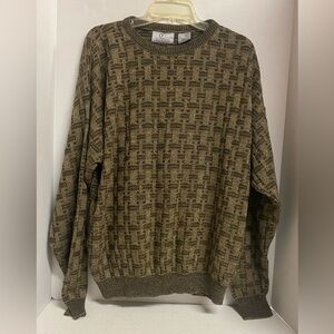 Vintage Farah Men's Crewneck Knit Sweater - Abstract Pattern/Grunge